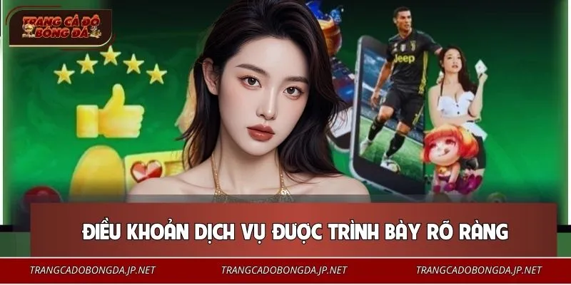 Điều khoản dịch vụ được trình bày rõ ràng theo từng mục